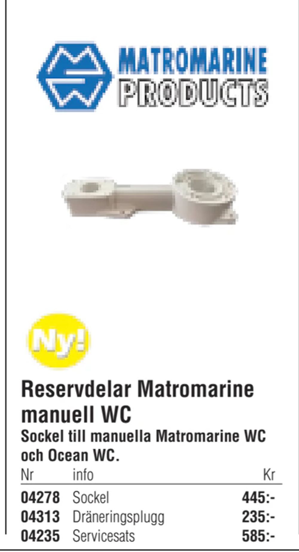 Erbjudanden på Reservdelar Matromarine manuell WC från Erlandsons Brygga för 235 kr