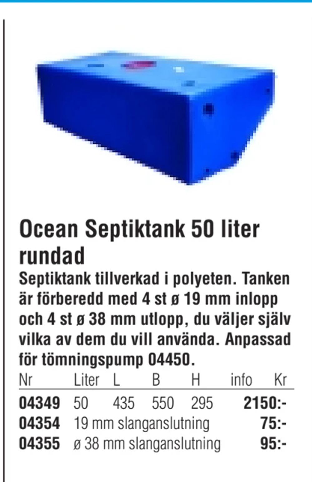 Erbjudanden på Ocean Septiktank 50 liter rundad från Erlandsons Brygga för 2 150 kr