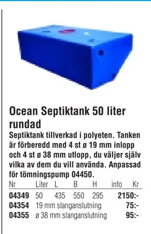 Ocean Septiktank 50 liter rundad