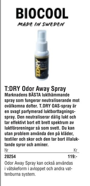 T:DRY Odor Away Spray