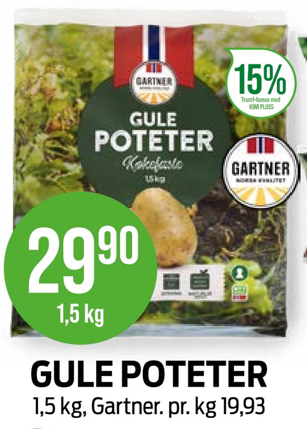 GULE POTETER 1,5 kg, Gartner. pr. kg 19,93