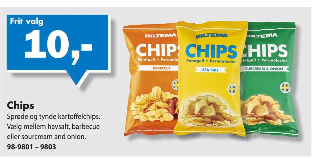 Deals on Chips from Biltema at 10 kr.