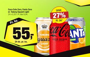 Coca Cola Zero, Fanta Zero el. Tuborg Squash Light