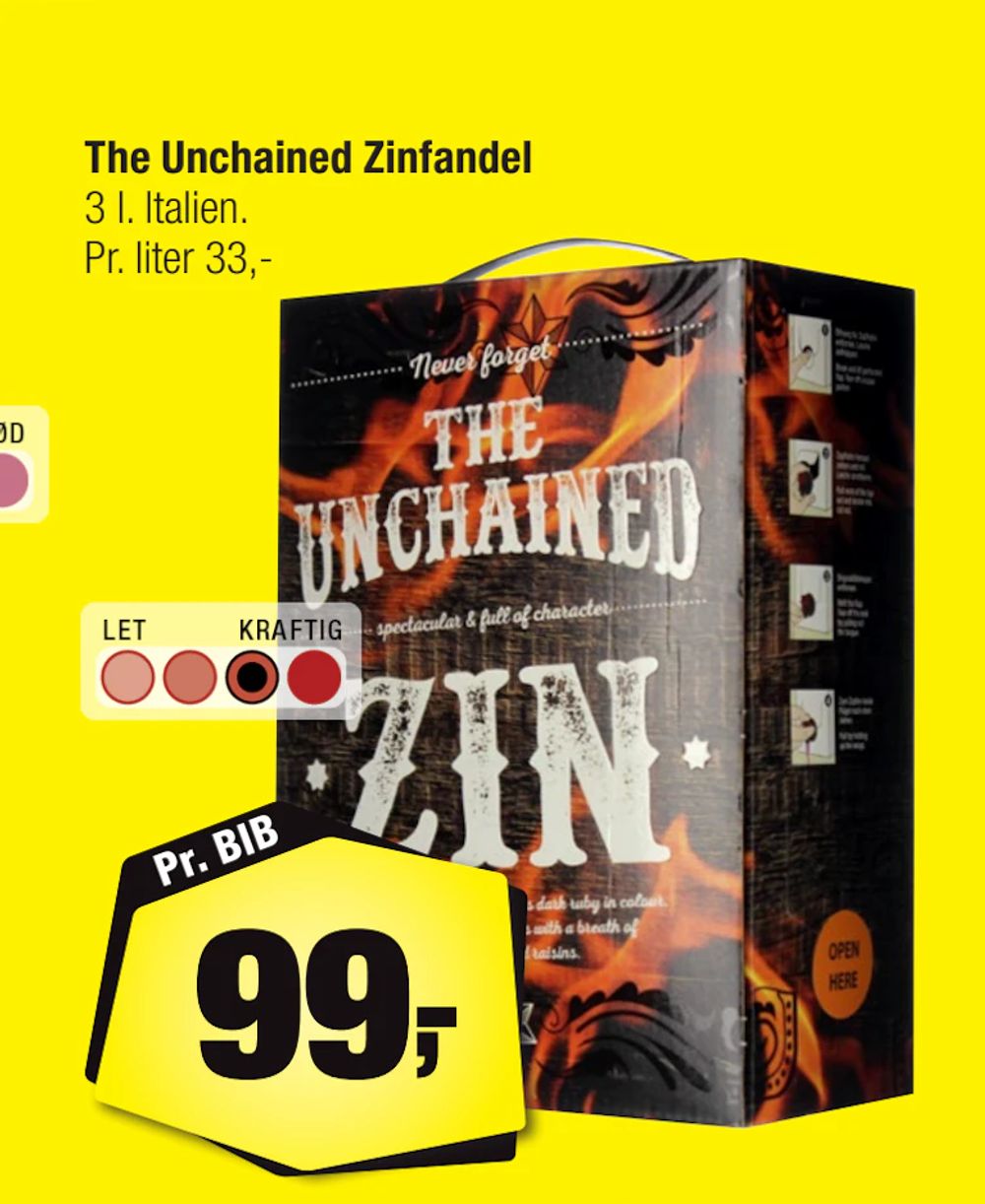 Tilbud på The Unchained Zinfandel fra Calle til 99 kr.
