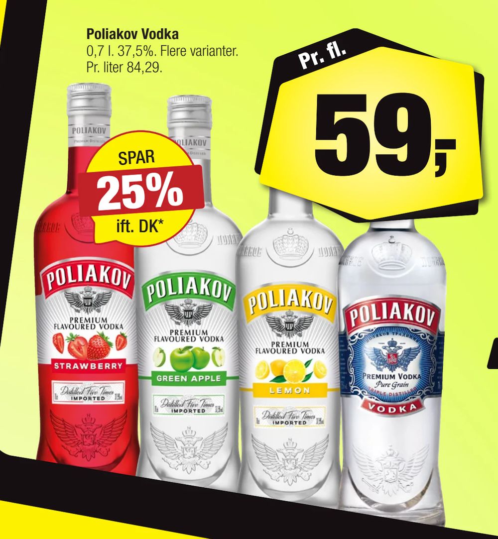 Tilbud på Poliakov Vodka fra Calle til 59 kr.