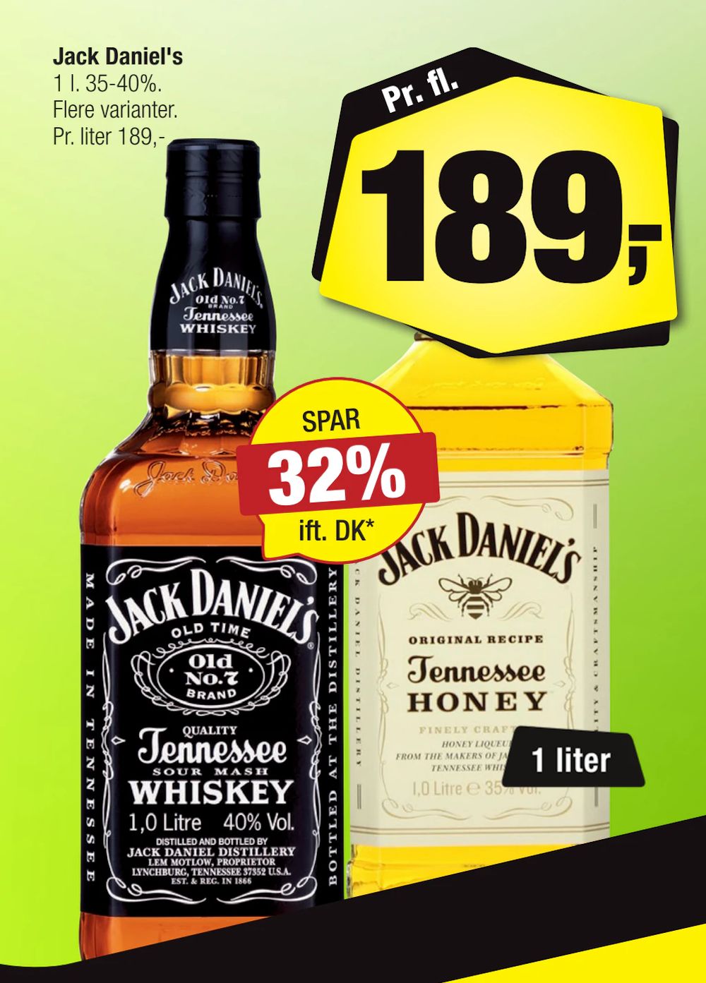 Tilbud på Jack Daniel's fra Calle til 189 kr.