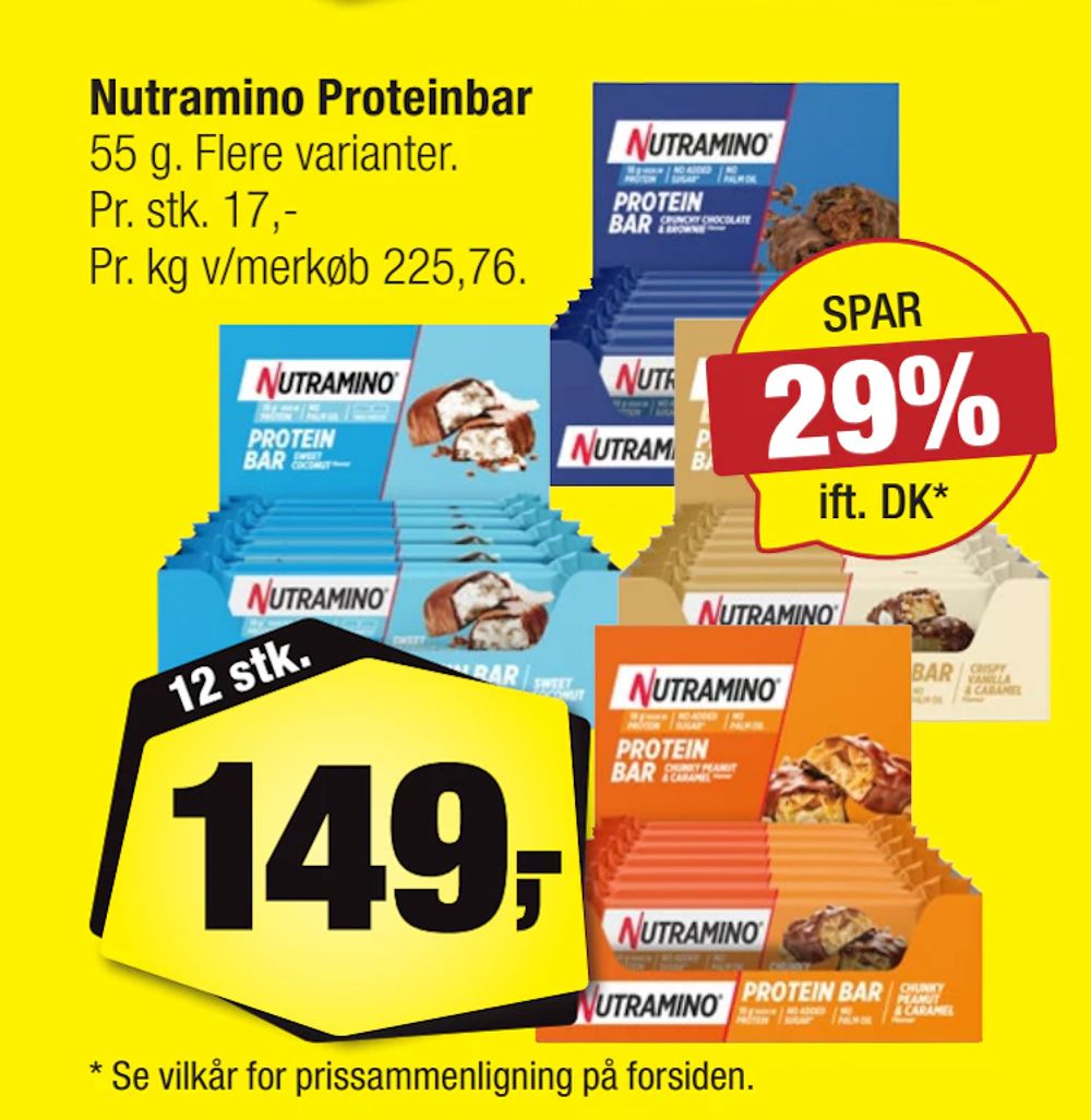 Tilbud på Nutramino Proteinbar fra Calle til 149 kr.