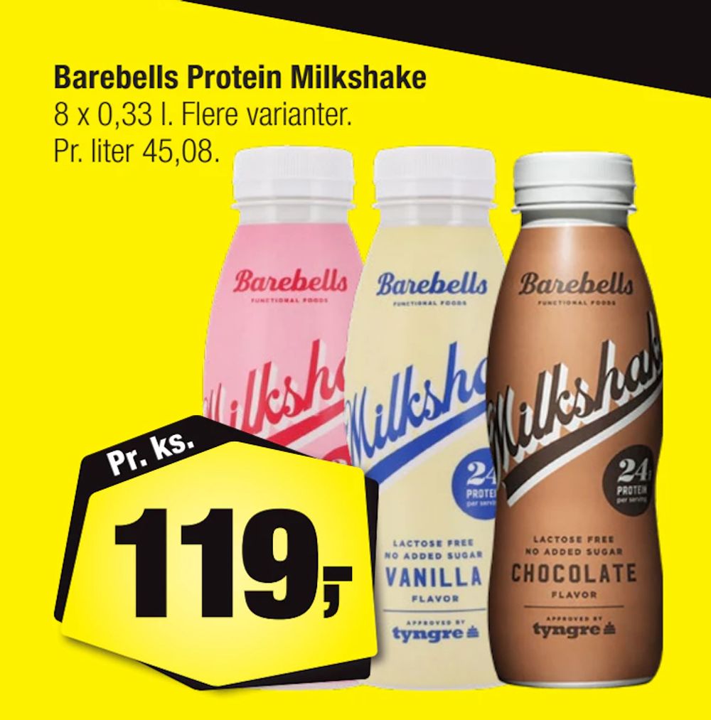 Tilbud på Barebells Protein Milkshake fra Calle til 119 kr.