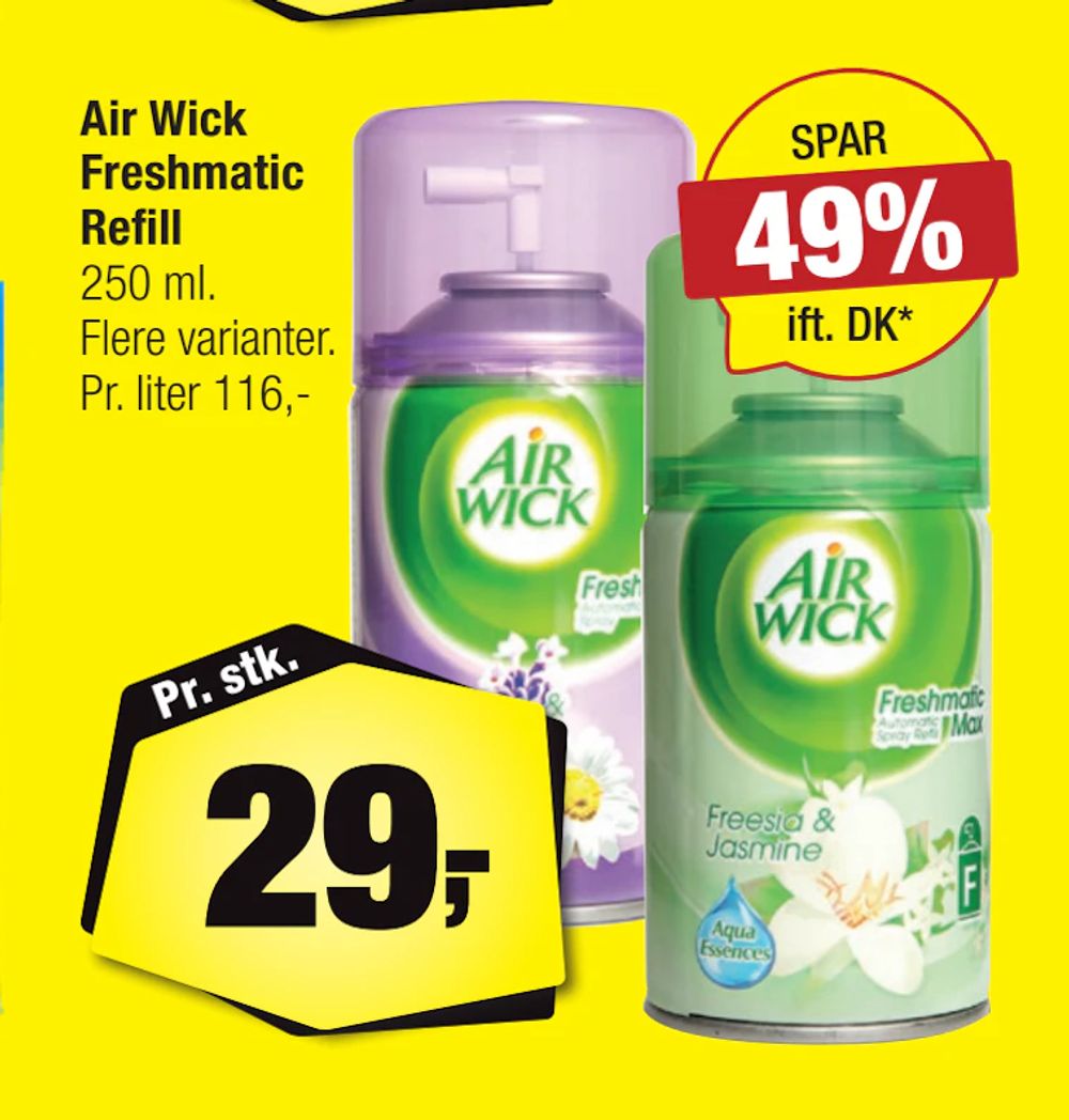 Tilbud på Air Wick Freshmatic Refill fra Calle til 29 kr.