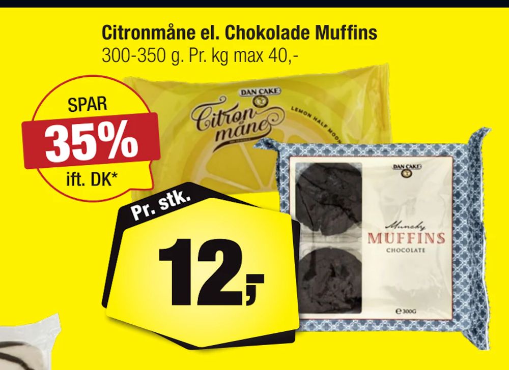 Tilbud på Citronmåne el. Chokolade Muffins fra Calle til 12 kr.