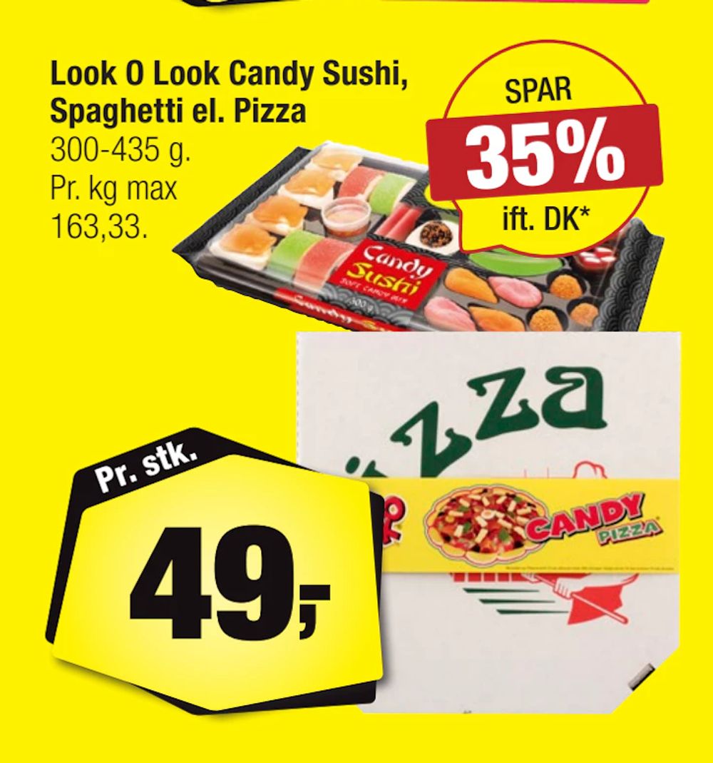Tilbud på Look O Look Candy Sushi, Spaghetti el. Pizza fra Calle til 49 kr.