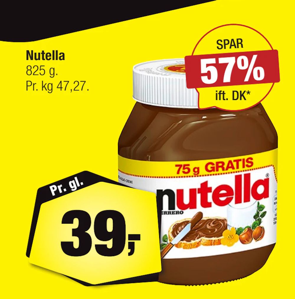 Tilbud på Nutella fra Calle til 39 kr.