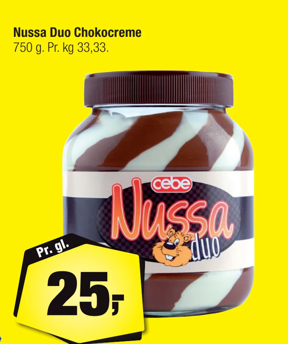 Tilbud på Nussa Duo Chokocreme fra Calle til 25 kr.