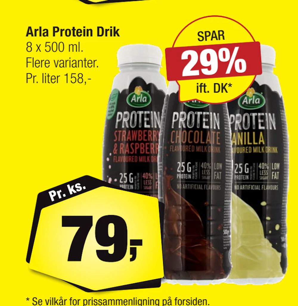 Tilbud på Arla Protein Drik fra Calle til 79 kr.