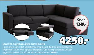 BEDSTED SOVESOFA MED CHAISELONG