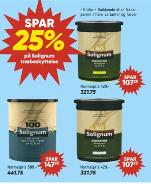 SPAR 25% på Solignum træbeskyttelse