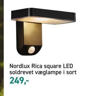 Nordlux Rica square LED soldrevet væglampe i sort