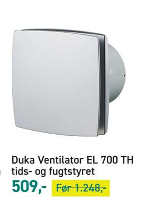 Duka Ventilator EL 700 TH tids- og fugtstyret