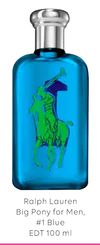 Ralph Lauren Big Pony for Men, #1 Blue EDT 100 ml