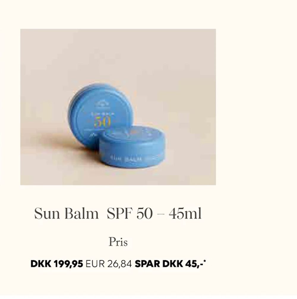 Tilbud på Sun Balm SPF 50 – 45ml fra Scandlines Travel Shop til 199,95 kr.