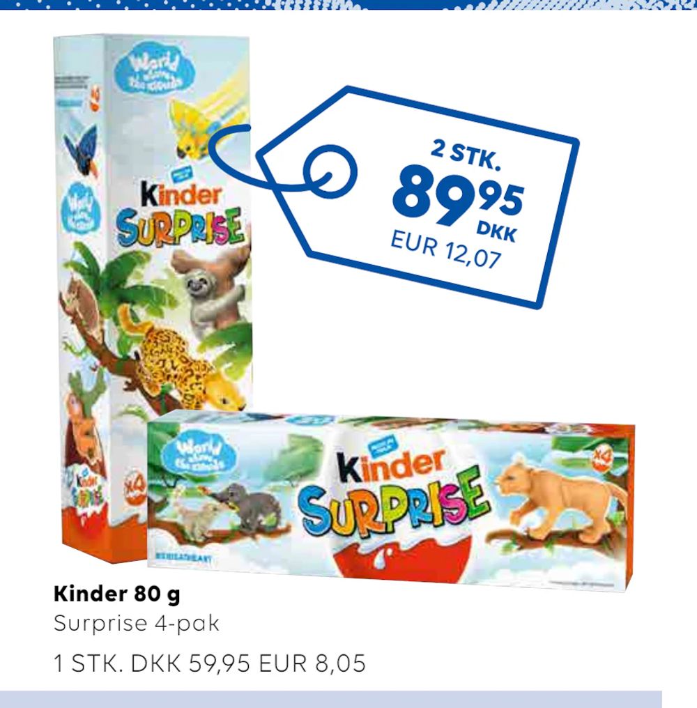 Tilbud på Kinder 80 g fra Scandlines Travel Shop til 89,95 kr.
