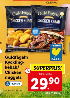 Guldfågeln Kycklingkebab/ Chicken nuggets