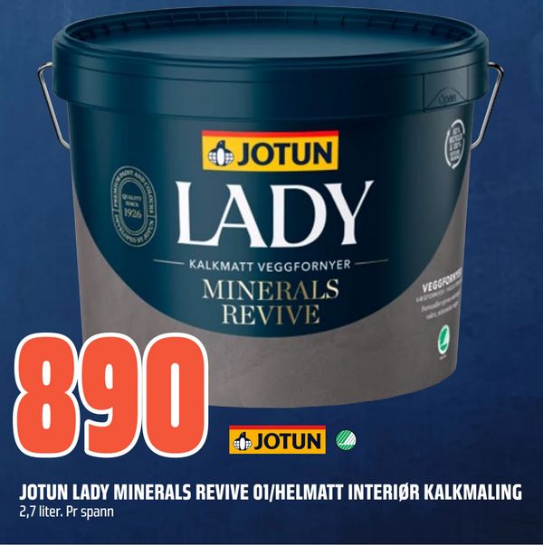 JOTUN LADY MINERALS REVIVE 01/HELMATT INTERIØR KALKMALING 2,7 liter. Pr spann