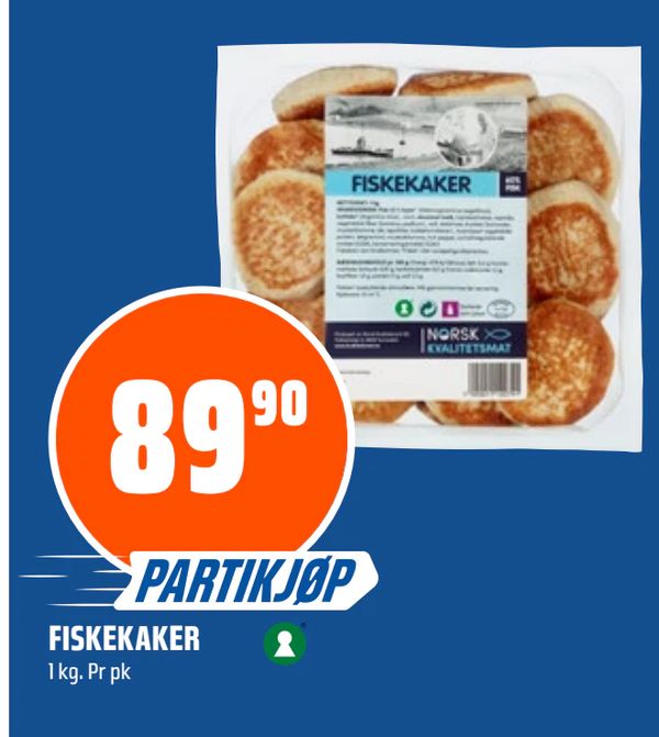 FISKEKAKER 1 kg. Pr pk PARTIKJØP