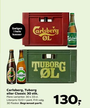 Carlsberg, Tuborg eller Classic 30 stk.
