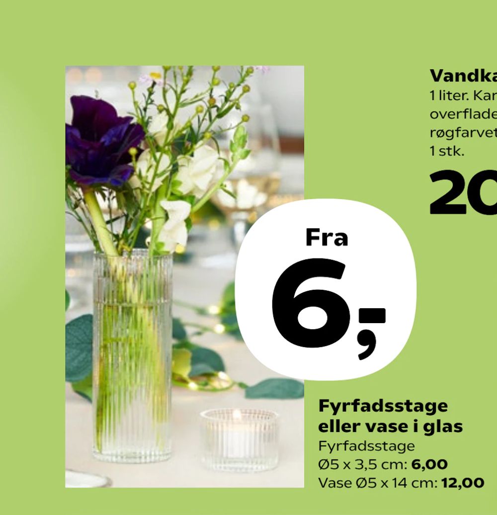 Tilbud på Fyrfadsstage eller vase i glas fra Kvickly til 6 kr.