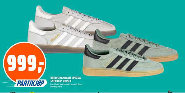 ADIDAS HANDBALL SPEZIAL SNEAKERS UNISEX Lav silhuett med overdel i semsket skinn Dame og herre PARTIKJØP