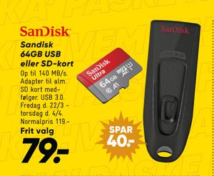 Sandisk 64GB USB eller SD-kort