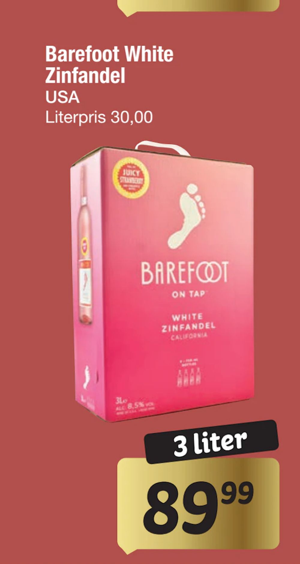 Tilbud på Barefoot White Zinfandel fra fakta Tyskland til 89,99 kr.