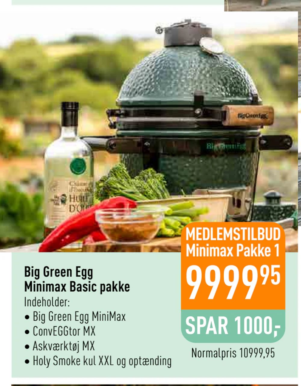 Tilbud på Big Green Egg Minimax Basic pakke fra Imerco til 9.999,95 kr.