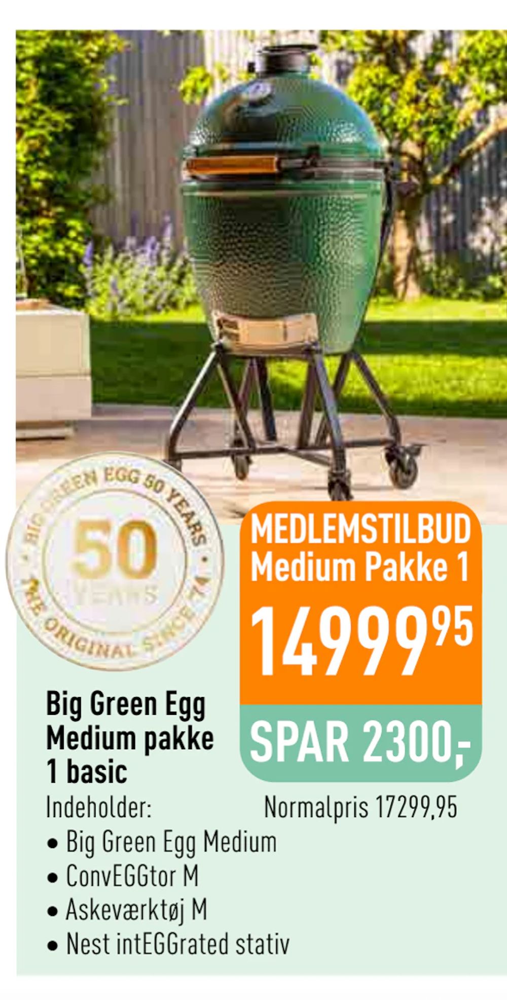 Tilbud på Big Green Egg Medium pakke 1 basic fra Imerco til 14.999,95 kr.