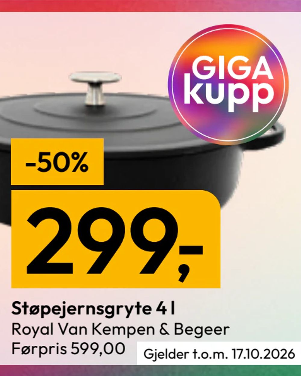 Støpejernsgryte 4 l