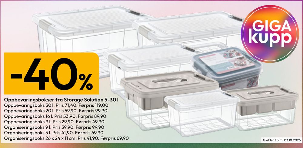 Oppbevaringsbokser fra Storage Solution 5-30 l