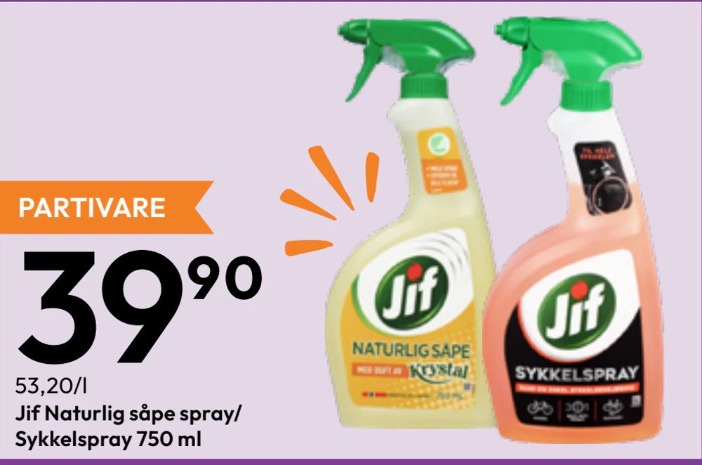 Jif Naturlig såpe spray/ Sykkelspray