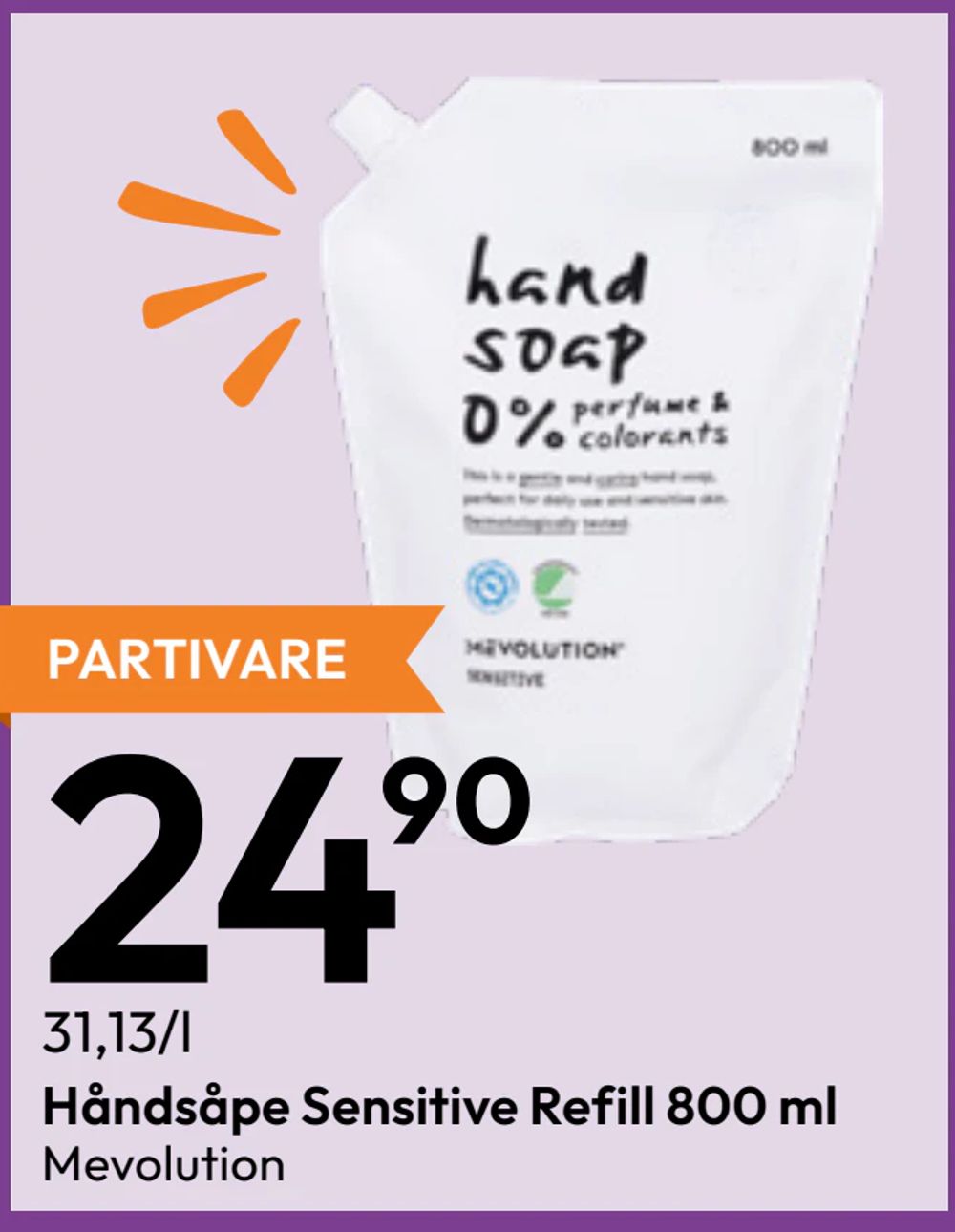 Håndsåpe Sensitive Refill 800 ml