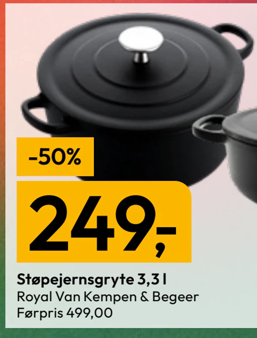 Støpejernsgryte 3,3 l