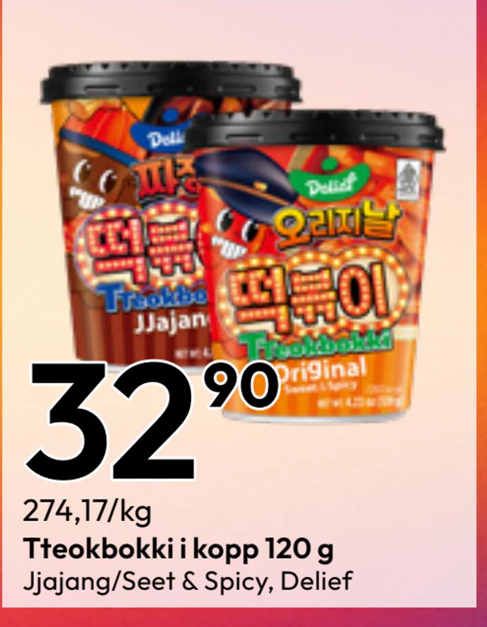 Tteokbokki i kopp