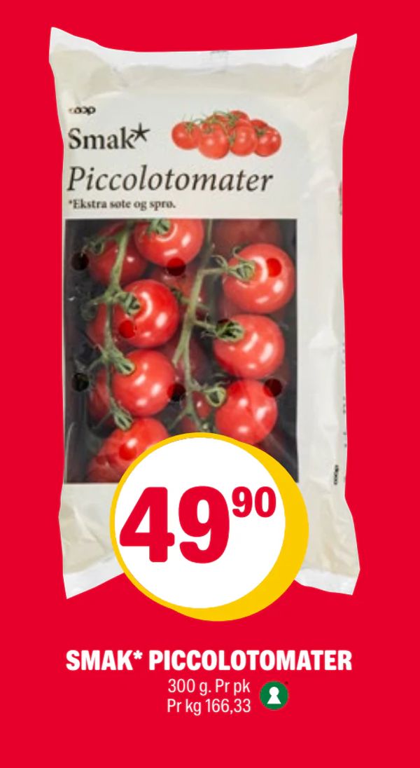 SMAK* PICCOLOTOMATER 300 g. Pr pk Pr kg 166,33