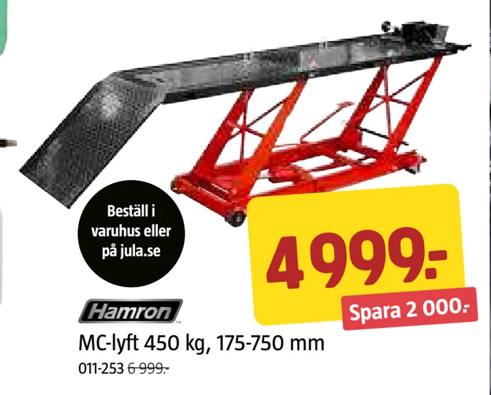 Erbjudanden på MC-lyft 450 kg, 175-750 mm från Jula för 4 999 kr
