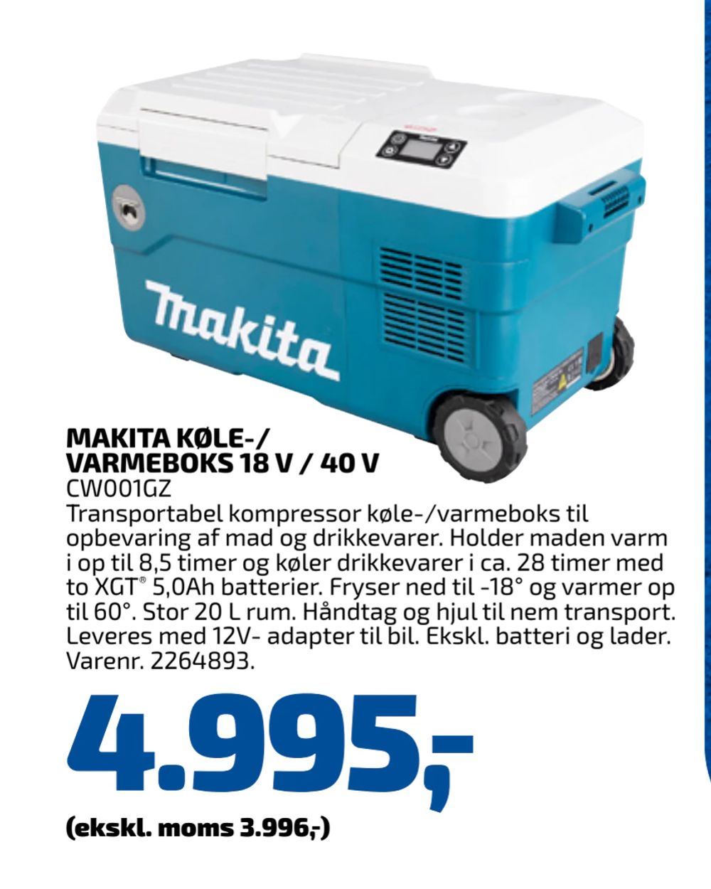 Tilbud på MAKITA KØLE-/ VARMEBOKS 18 V / 40 V fra Davidsen til 4.995 kr.