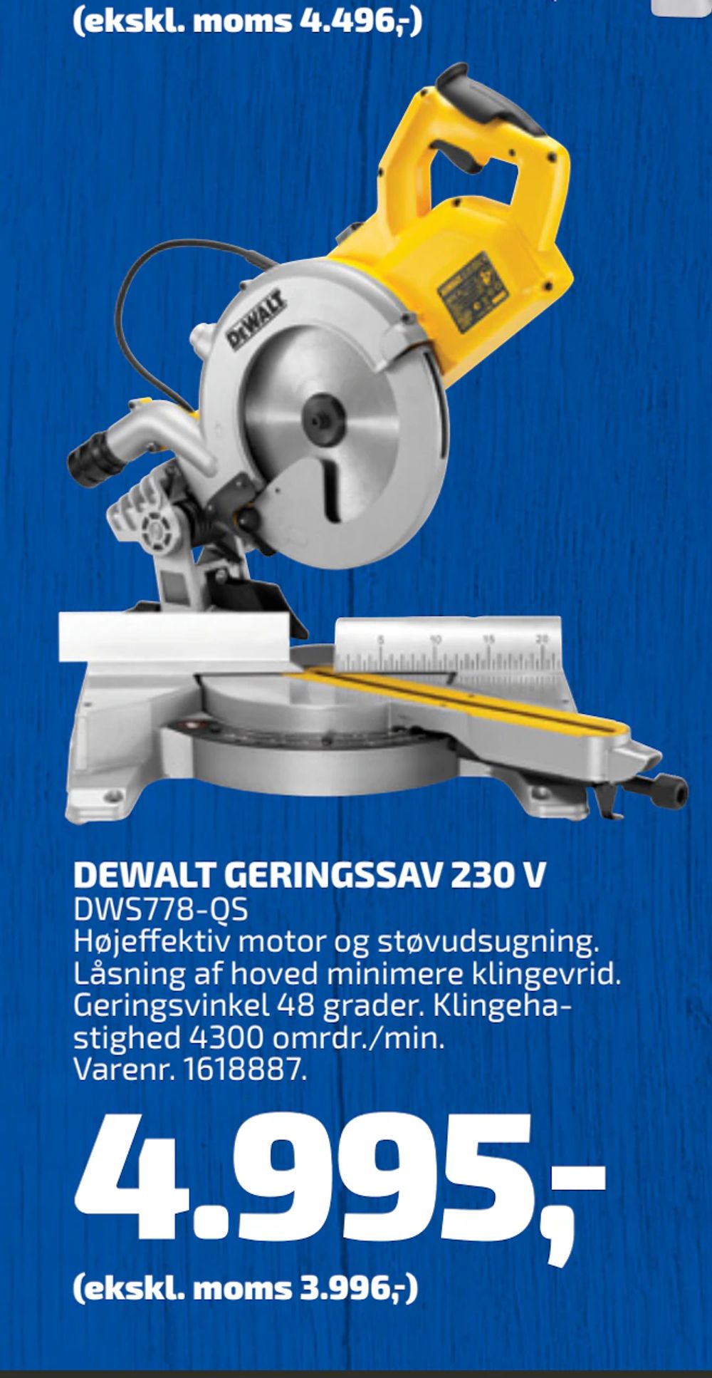 Tilbud på DEWALT GERINGSSAV 230 V fra Davidsen til 4.995 kr.