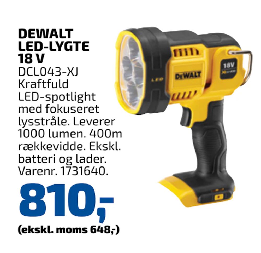 Tilbud på DEWALT LED-LYGTE 18 V fra Davidsen til 810 kr.