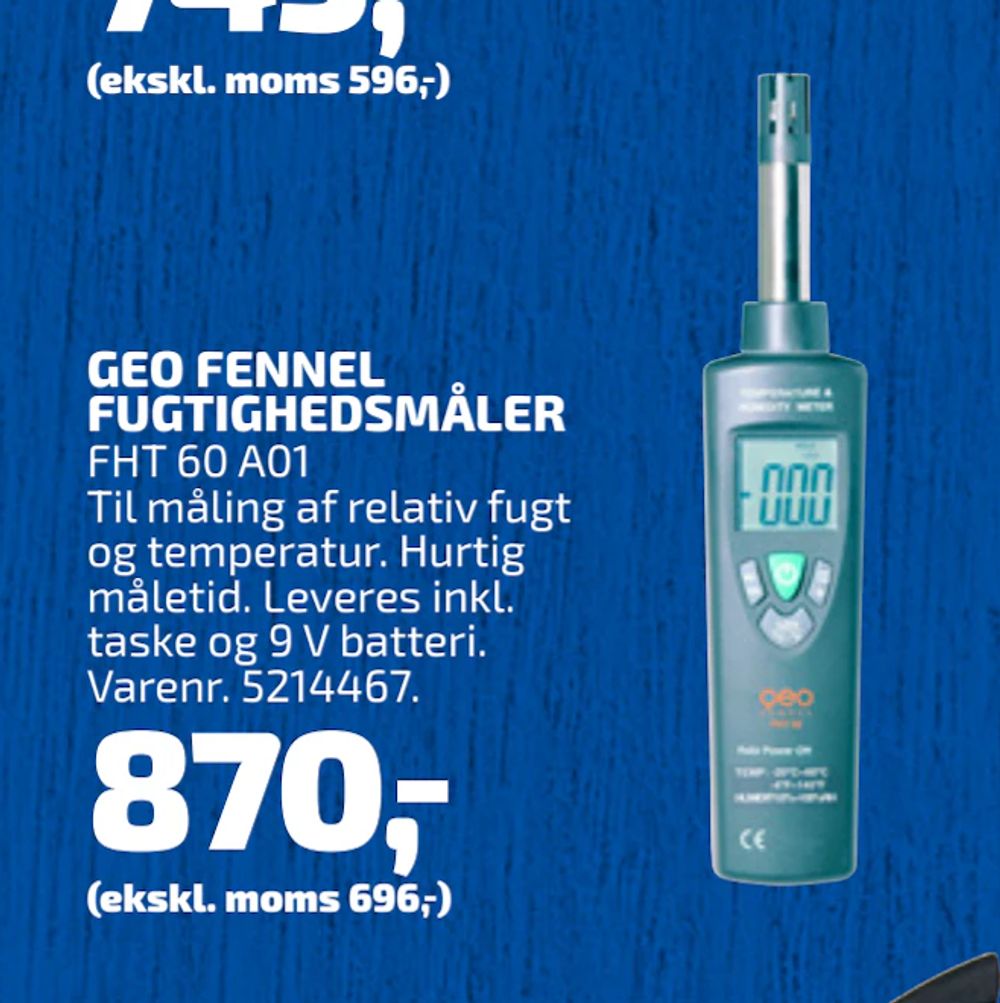Tilbud på GEO FENNEL FUGTIGHEDSMÅLER fra Davidsen til 870 kr.