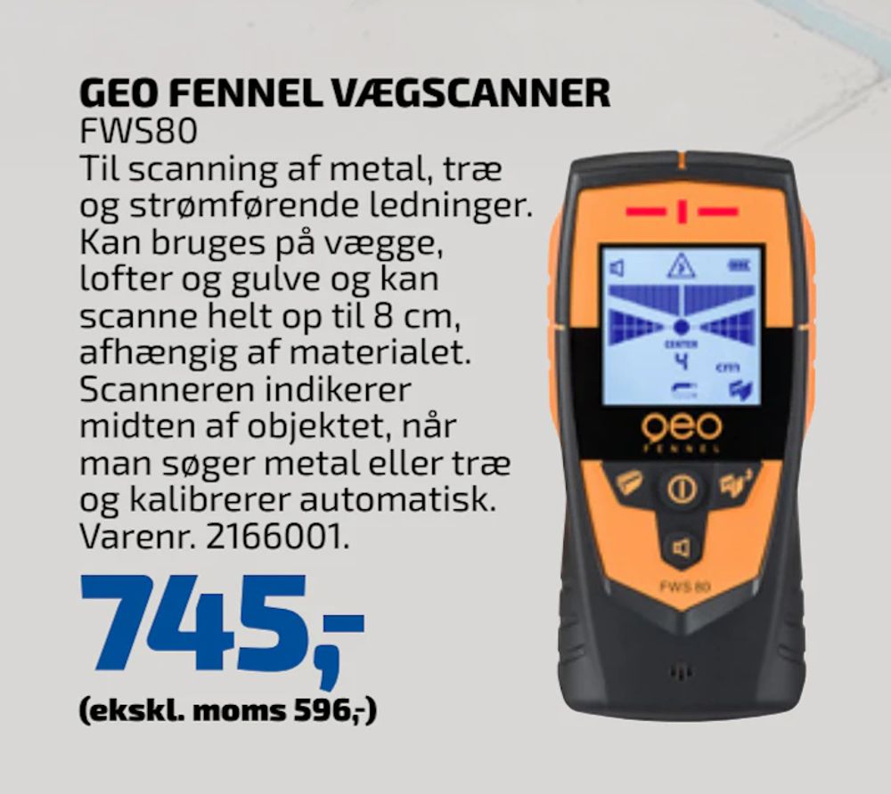 Tilbud på GEO FENNEL VÆGSCANNER fra Davidsen til 745 kr.