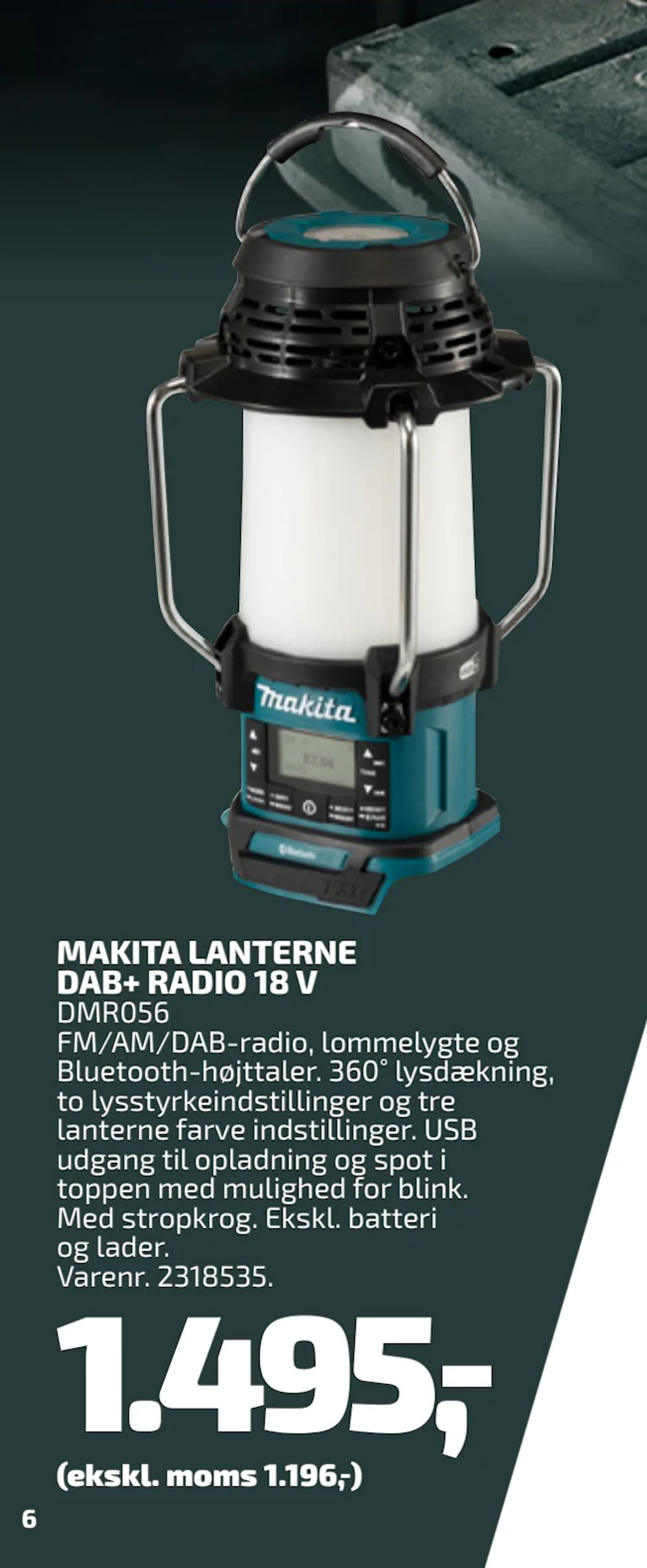 Tilbud på MAKITA LANTERNE DAB+ RADIO 18 V fra Davidsen til 1.495 kr.