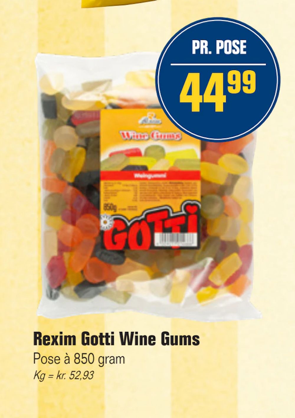 Tilbud på Rexim Gotti Wine Gums fra Otto Duborg til 44,99 kr.